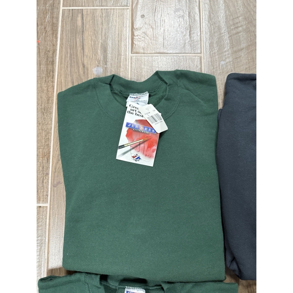 Lot Of 4 Vintage Blank Crewneck Sweater Jerzees/Fruit Of The Loom Green/Black L - Picture 2 of 5